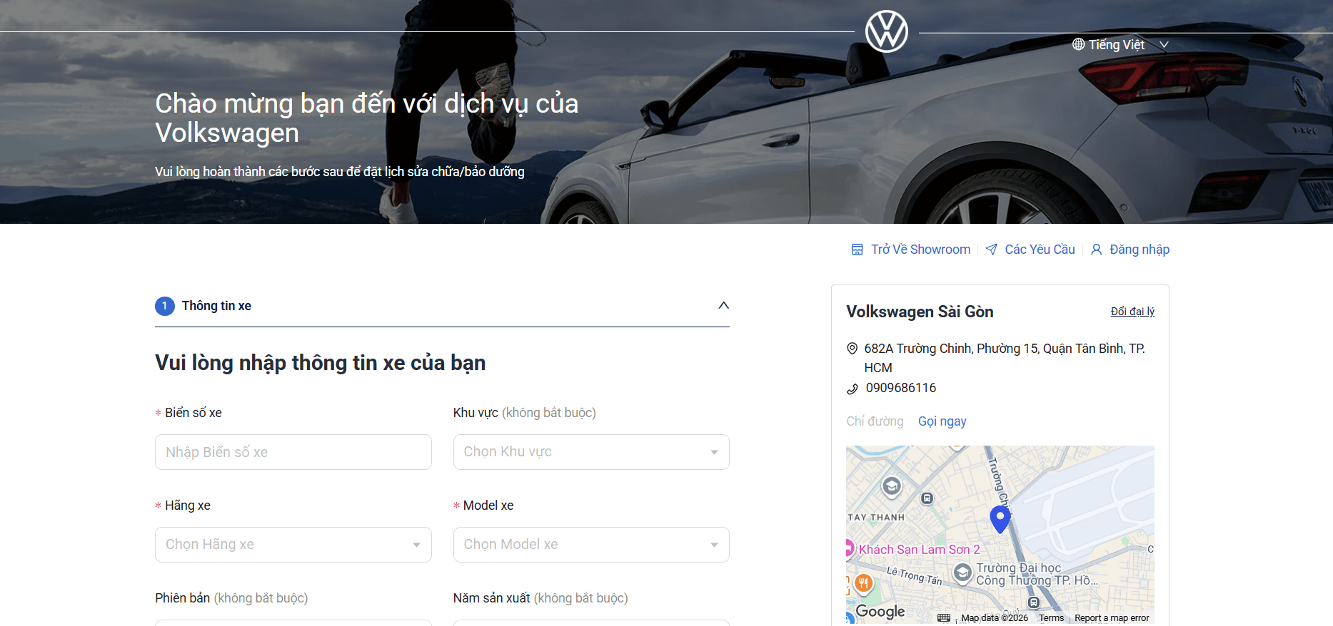 Đặt Lịch Hẹn Dịch Vụ Volkswagen Chính Hãng