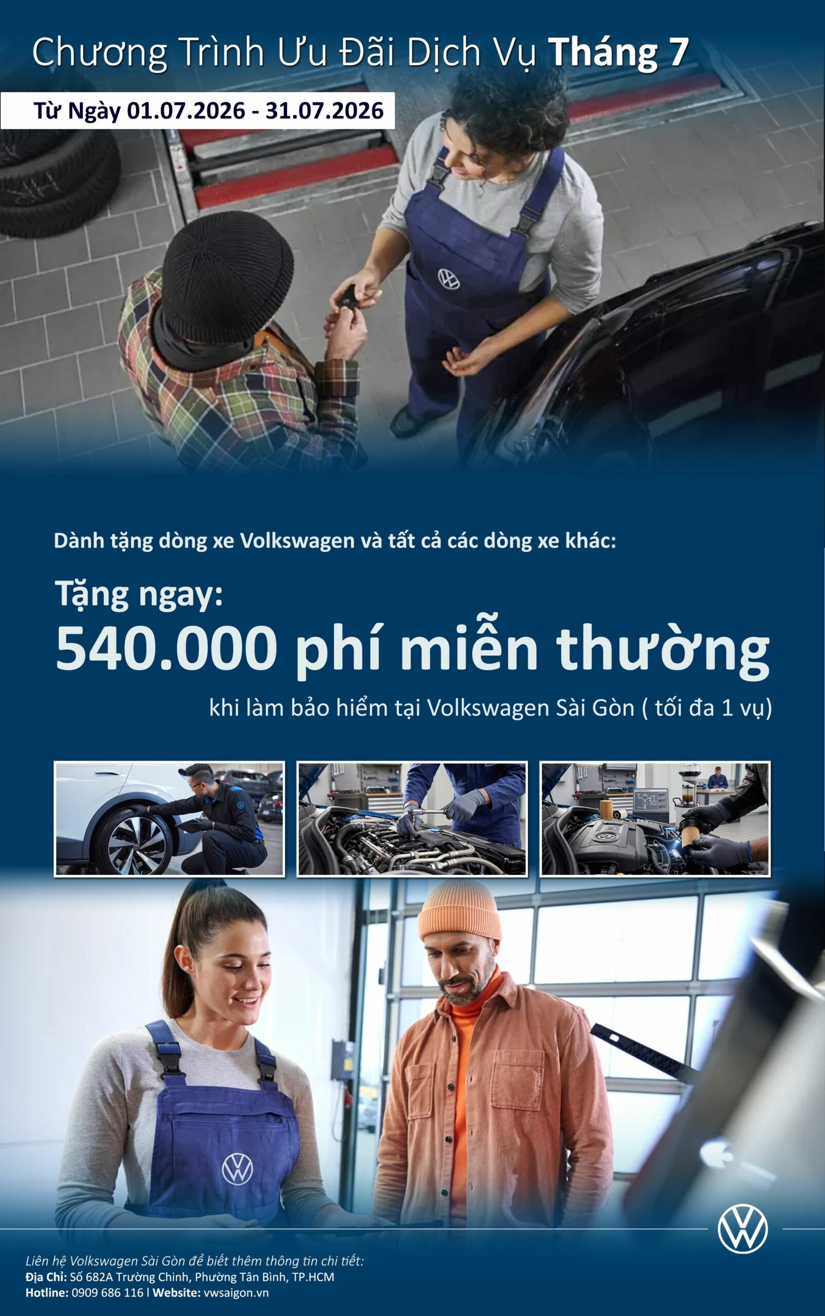 Khuyến Mãi Dịch Vụ Tháng 7 Tại Volkswagen Sài Gòn Tặng 540.000 phí miễn thường