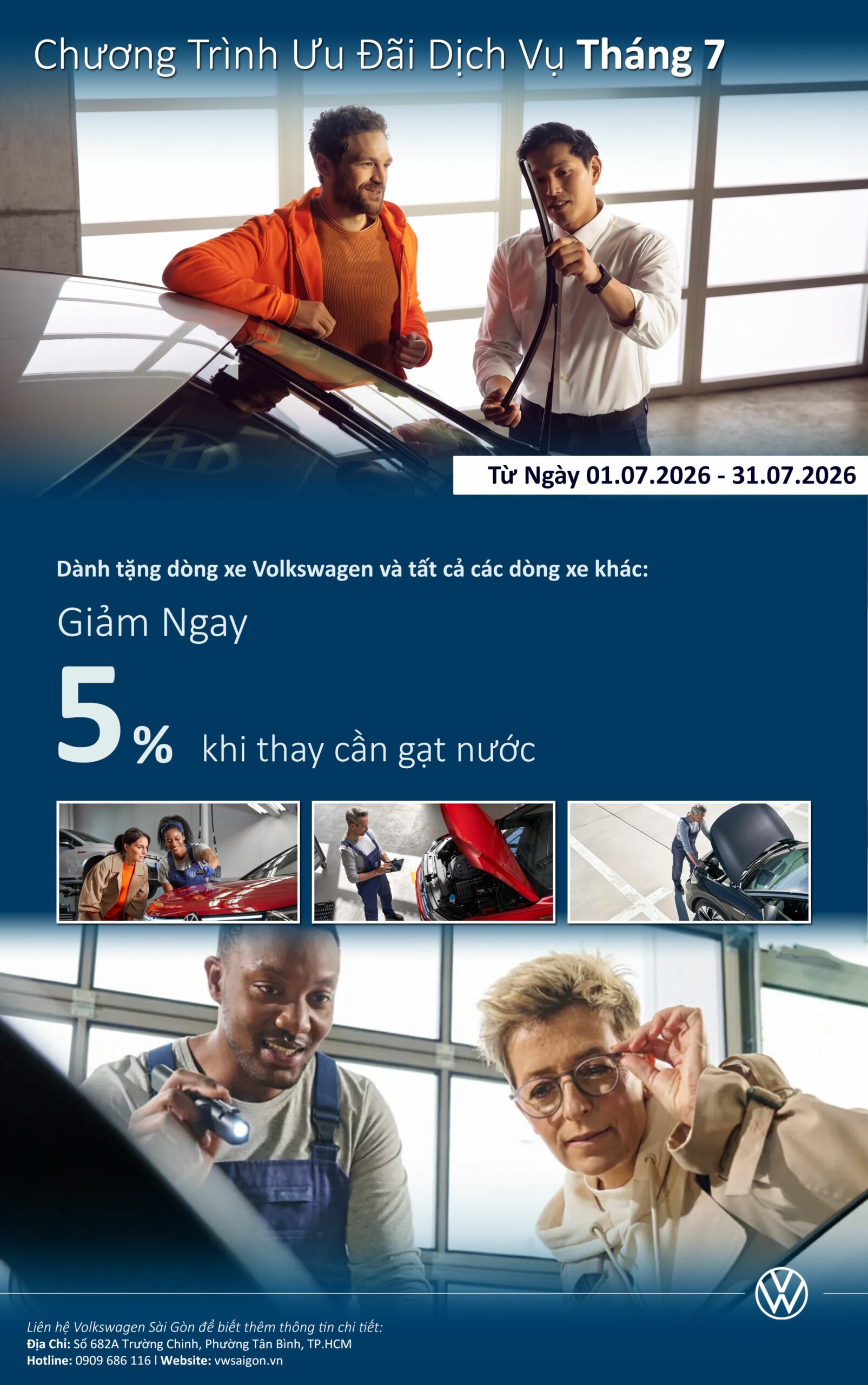 Khuyến Mãi Dịch Vụ Tháng 7 Tại Volkswagen Sài Gòn Ưu đãi khi tay gạt nước