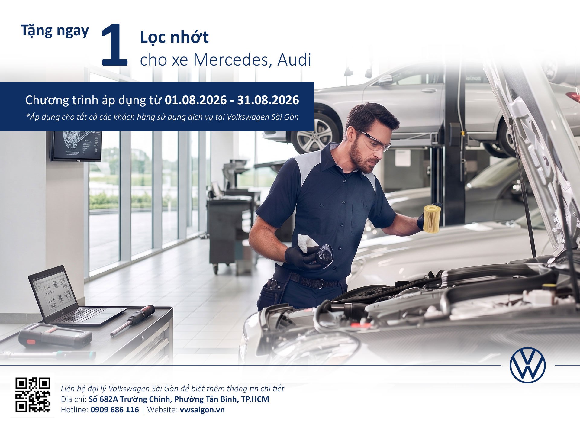 Khuyến Mãi Dịch Vụ Tháng 8 Tại Volkswagen Sài Gòn Tặng ngay 1 lọc nhớt dành cho xe Mercedes và Audi