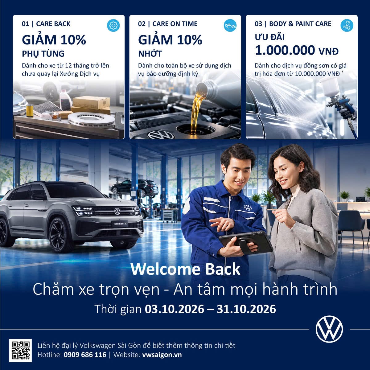 Volkswagen Welcome Back Tháng 10/2026 – Chăm Xe Trọn Vẹn, An Tâm Mọi Hành Trình